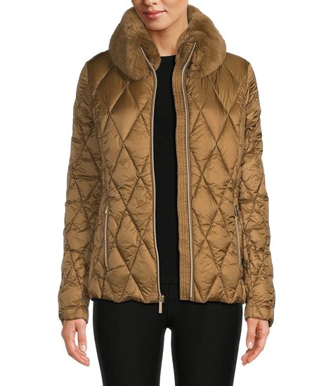 michael michael kors faux fur tim quilted down jacket color|Faux Fur Trim Quilted Puffer Coat .